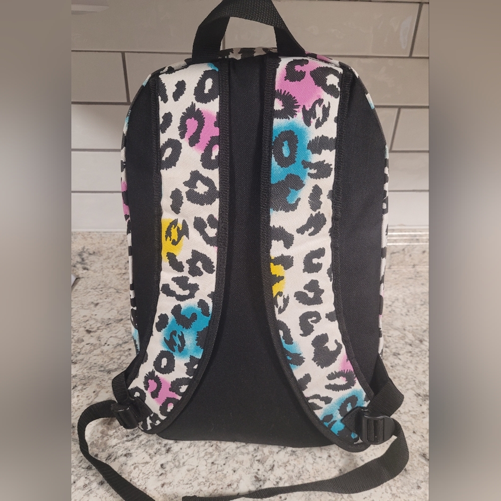 Billabong Leopard Print Backpack, Pink, Blue, Yellow, Canvas, Colorful - Picture 4 of 13
